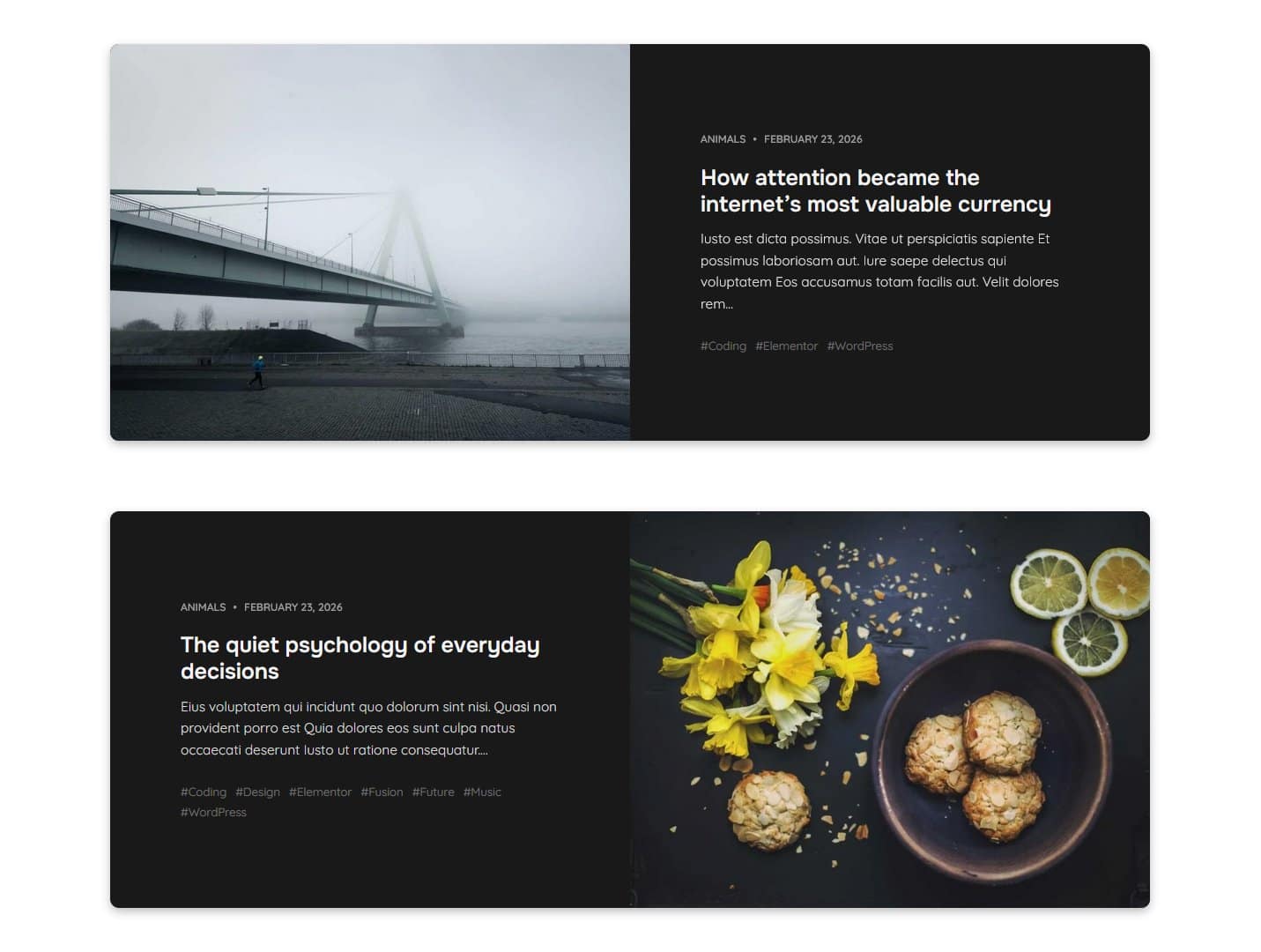 Aurora WordPress theme Archive: Swapped Layout
