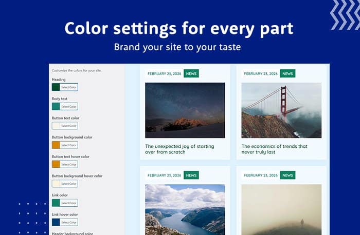 Aurora WordPress Blog theme color settings