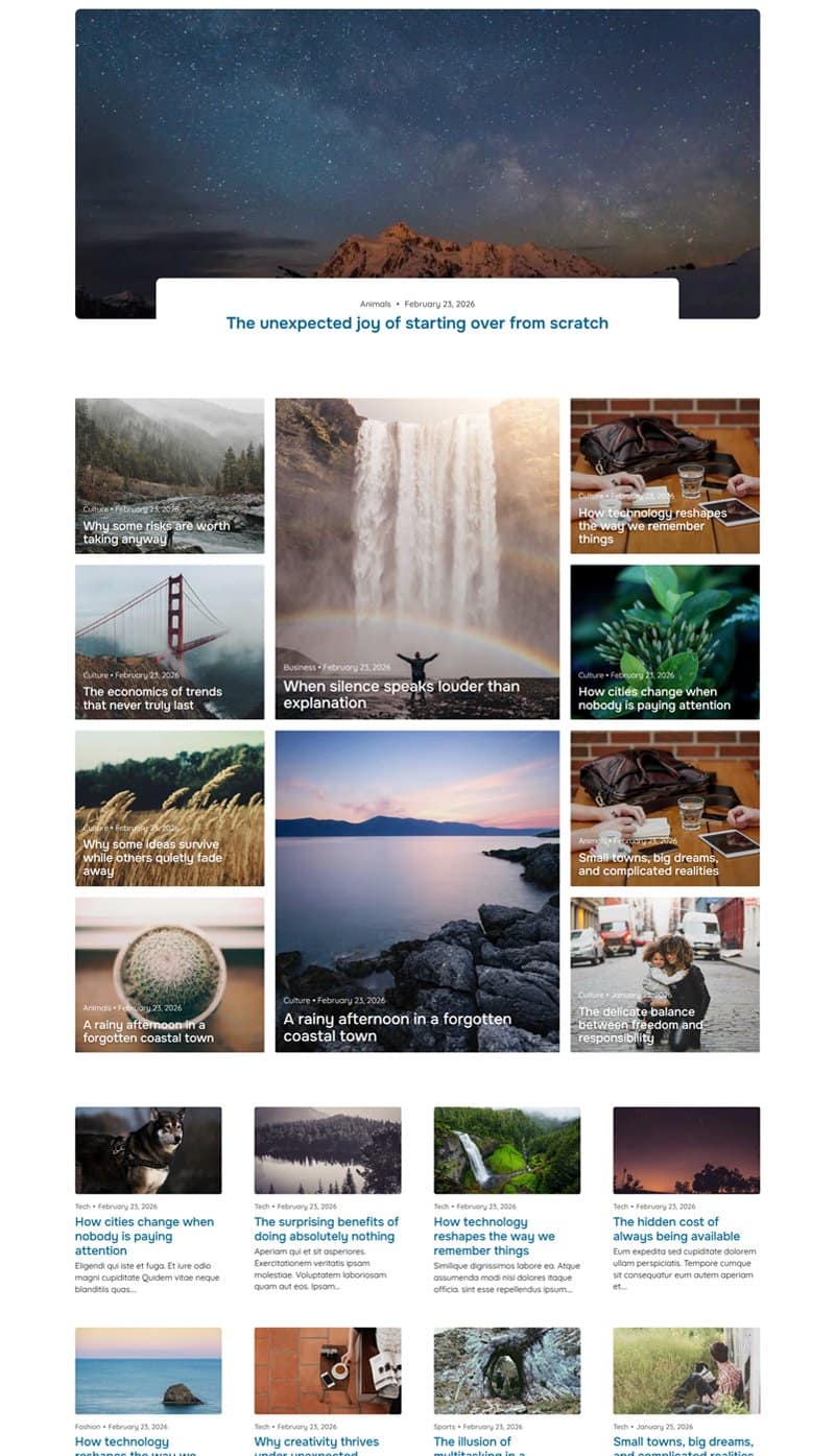 Aurora WordPress Blog theme: Laid Homepage style