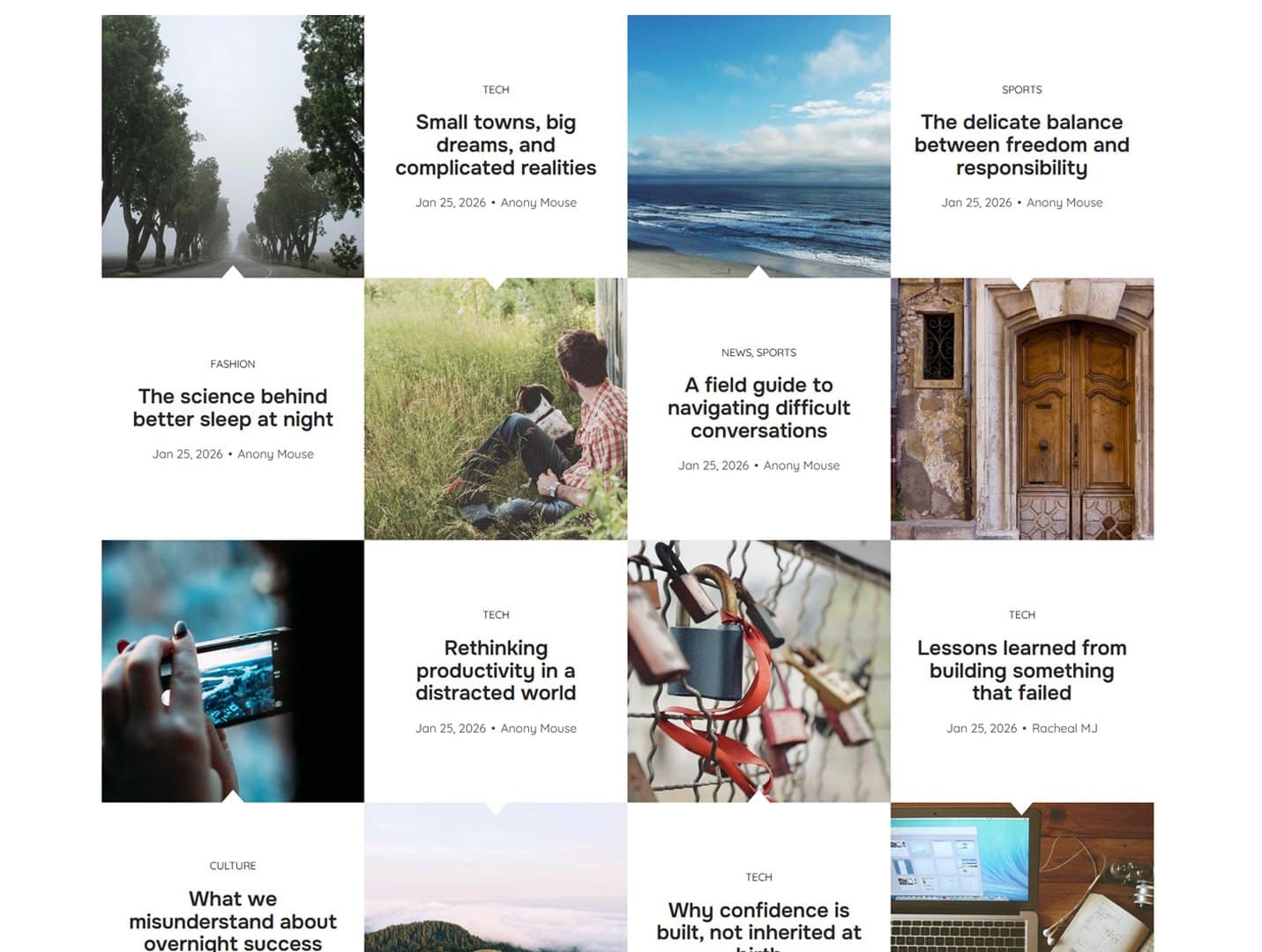 Aurora WordPress theme Archive: Tiled Layout
